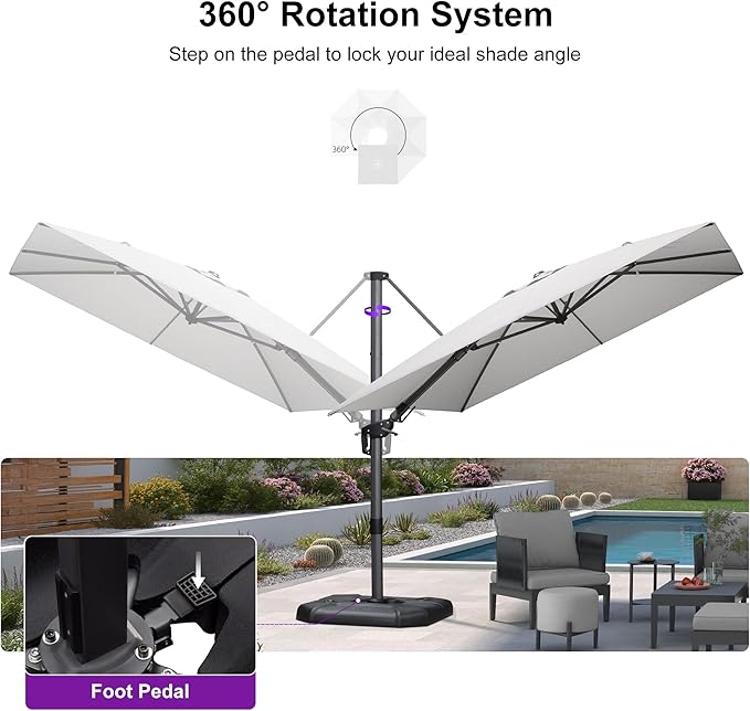 PURPLE LEAF 9' X 12' Left-right Tilt Patio Umbrella Outdoor Cantilever Swivel - Image 7