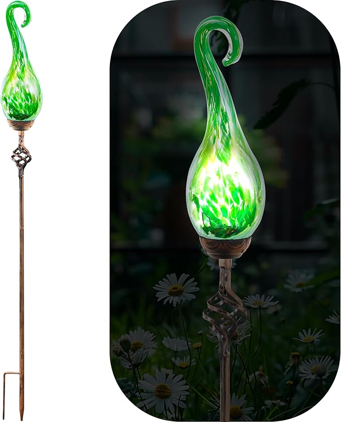 Garden Solar Lights Outdoor, Decorative LED Pearlized Glass Spiral Garden Stake by Unknown