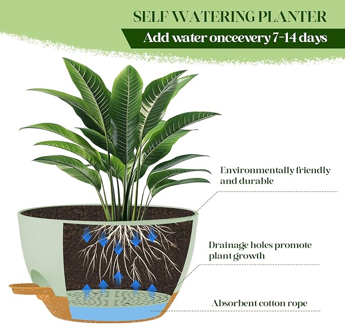 2 Pack 10 Inch Self Watering Hanging Planters - Image 6