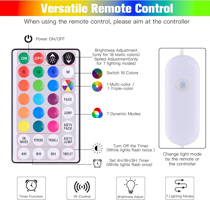 164Ft Rope Lights Outdoor, 500 LEDs 18 Colors Changing String Lights Plug in - Image 4