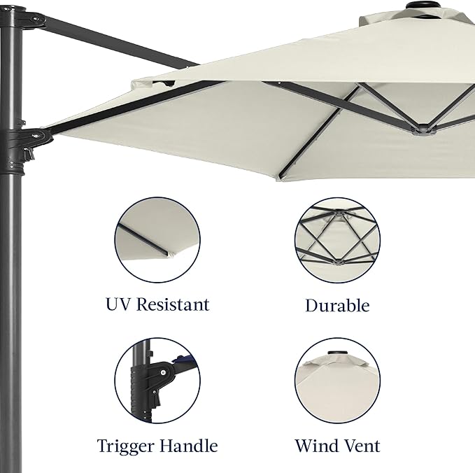 Best Choice Products 10ft Offset Cantilever Hanging Market Patio Umbrella - Image 7