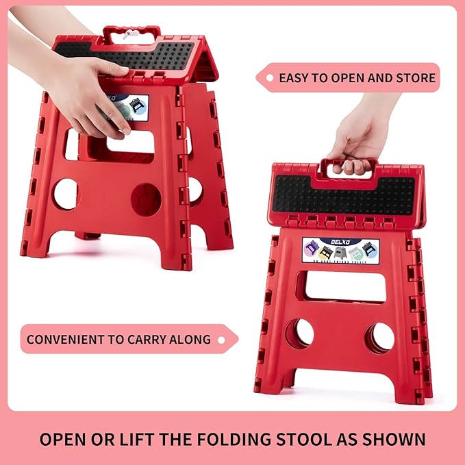 Delxo Folding Step Stool, Non-Slip Stool 13 inch Height Premium Heavy Duty - Image 7