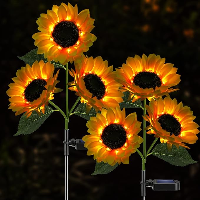 Solar Sunflower Lights, 800mA Solar Garden Light by Meagoo