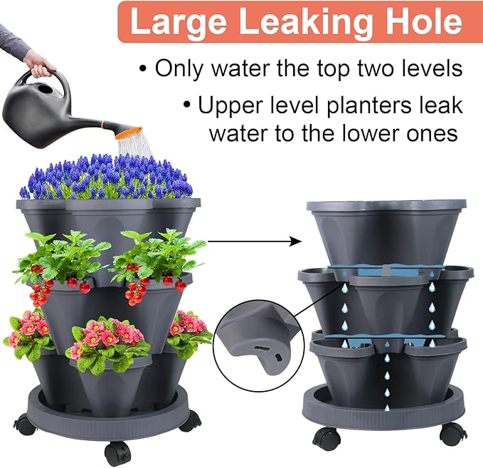 DUNCHATY Stackable Planter, Vertical Garden Planter - Image 4