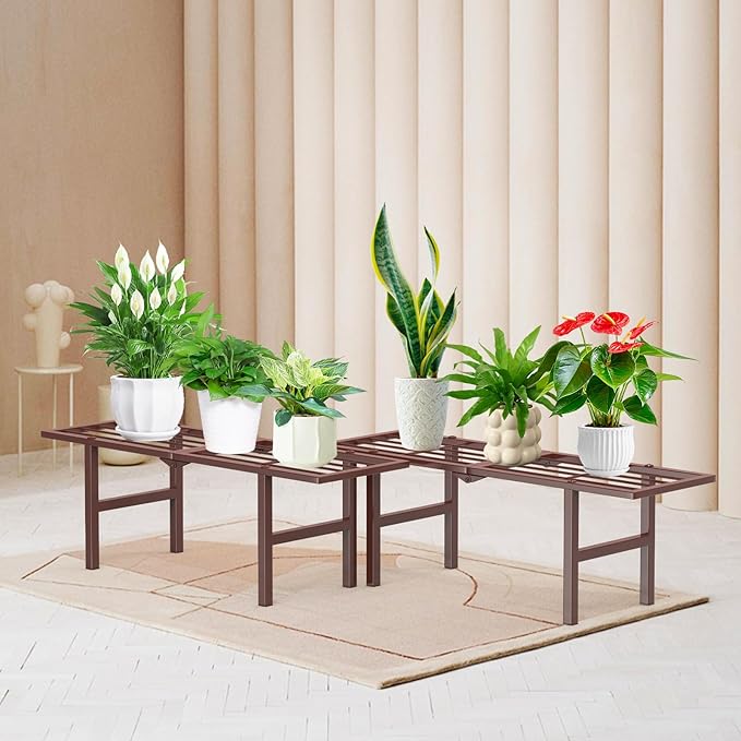 2 Pack Metal Plant Stand Outdoor Indoor, 1 Tier Folding Tiered Flower Plant - Image 2