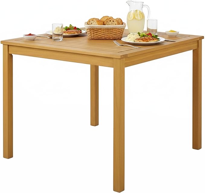 Tangkula 36" Square Outdoor Dining Table, Acacia Wood 4-Person Patio Dining by TANGKULA