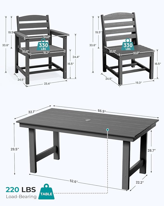 SERWALL Patio Dining Sets for 10 Person, HDPE Dining Set - Image 3
