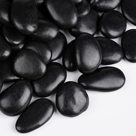 30 lbs Black Rocks for Planters, Polished Garden Stones for Outdoor Landscaping by OutdoorD%C3%A9cor