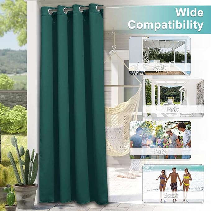 NICETOWN Outdoor Curtain Panel for Patio Waterproof, Stainless Steel Silver - Image 5