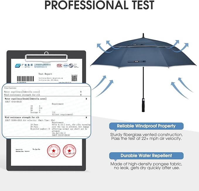 G4Free 47/54/62/68/72 Inch Automatic Open Golf Umbrella Oversize Extra Large - Image 2