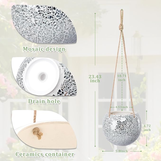 Hanging Planter Mosaic Garden Pot Small Flower Pot - Image 6