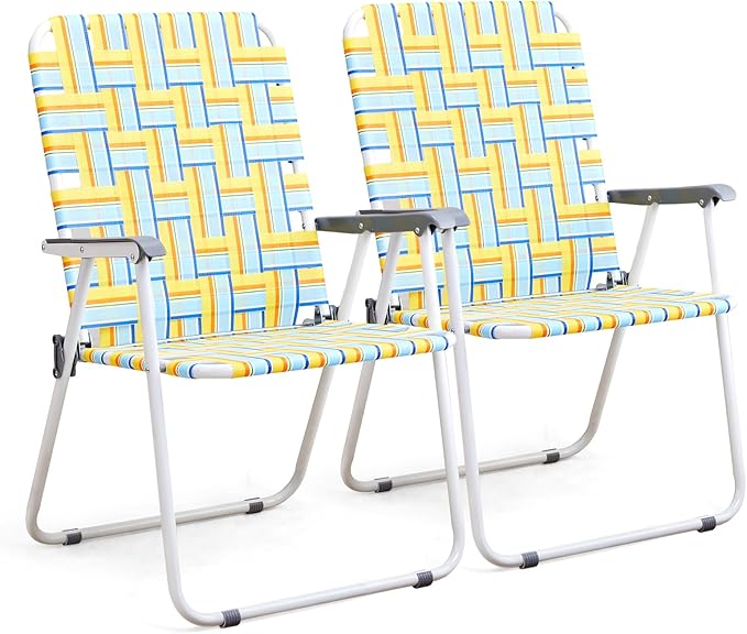 VINGLI Patio Lawn Webbed Folding Chairs Outdoor Beach Portable Camping Chair by VINGLI
