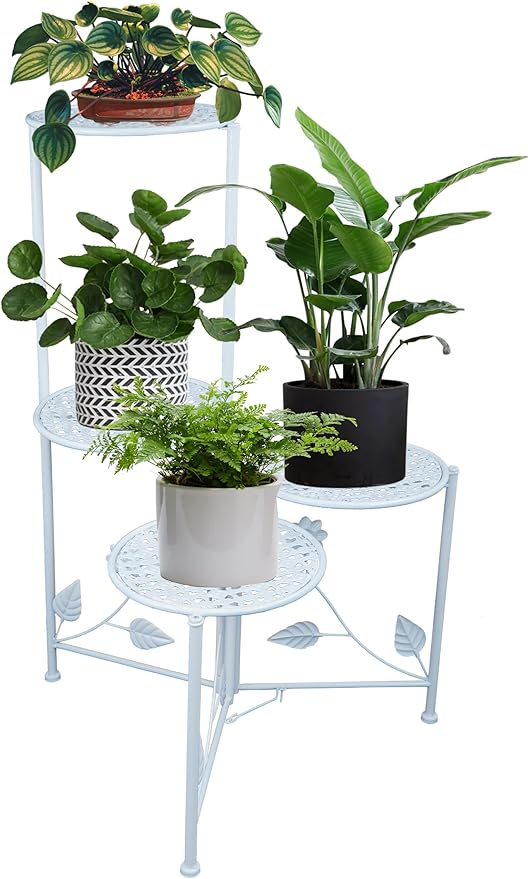 Plant Stand Indoor Outdoor, 3/4 Tier 30" Tall Metal Flower Pot Holder Shelves by BuyNow