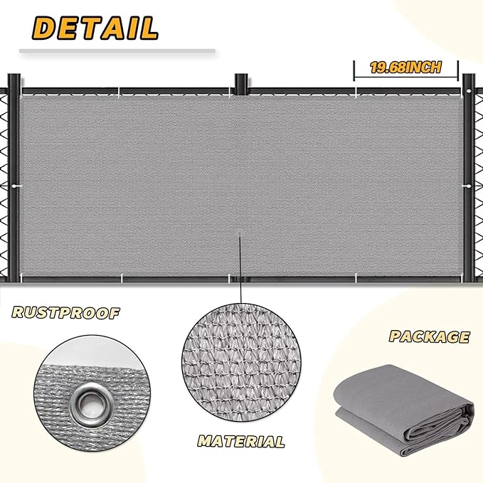 LOVE STORY 3'x10' Gray Balcony Screen Privacy Fence Cover UV Protection - Image 6