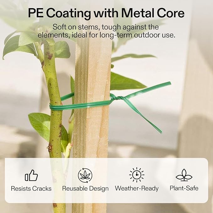 VIVOSUN Twist Ties, 328 ft PE-Coated Green Plant Ties - Image 2