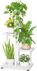 LASZOLA White 4 Tiered Wood Plant Stand Indoor by LASZOLA