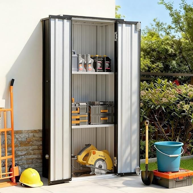 Aoxun 2.5’x1.5’ Outdoor Storage Cabinet, Outdoor Metal Storage Shed - Image 2
