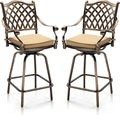 VINGLI Outdoor Swivel Bar Stools Set of 2, Cast Aluminum All-Weather Patio Bar by VINGLI