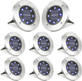LYHOPE Solar Ground Lights Outdoor, 8 Pack 8 LED Solar Disk Lights Waterproof by LYHOPE