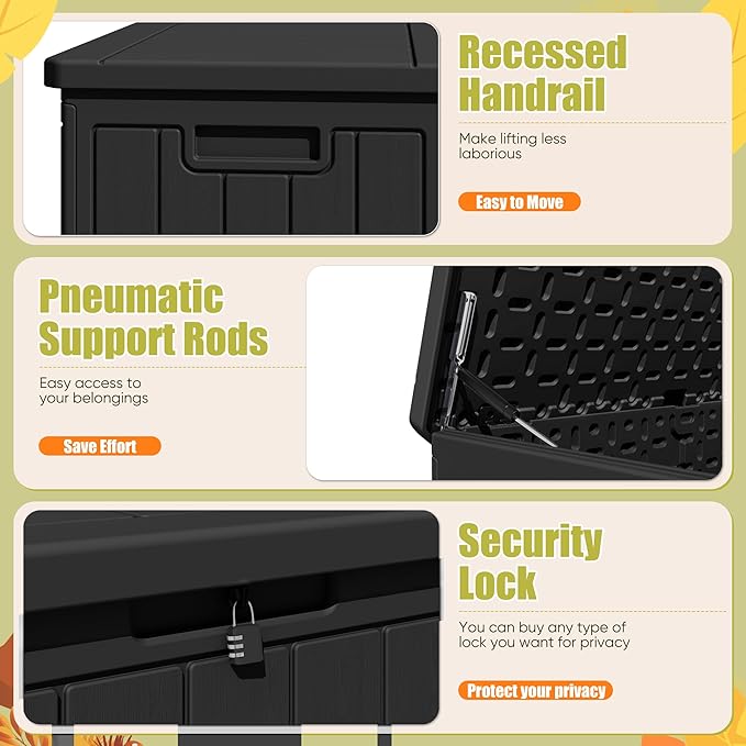 Devoko 90 Gallon Double-Wall Deck Box, Side Handles, HDPE Outdoor Large Storage - Image 3