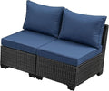 Jing's Villa 2 Piece Patio Wicker Armless Sofa, All-Weather Outdoor Sectional by JingsVillaOutdoorFurniture