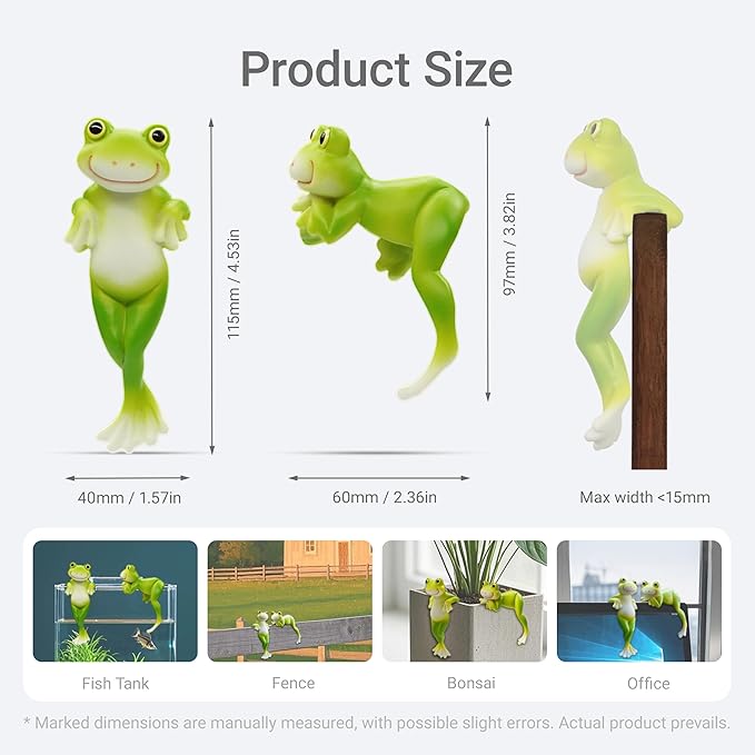 2PCS Frog Figurines Plant Garden Statue Ornament, Funny Plant Decoration - Image 2