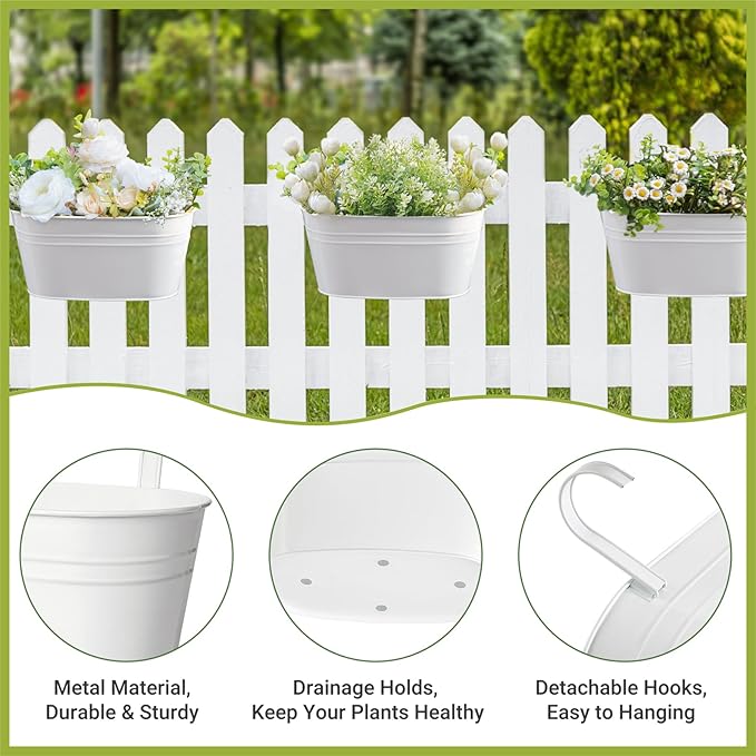 Dahey 3 Pcs 10.5 Inch Metal Iron Hanging Flower Pots - Image 3