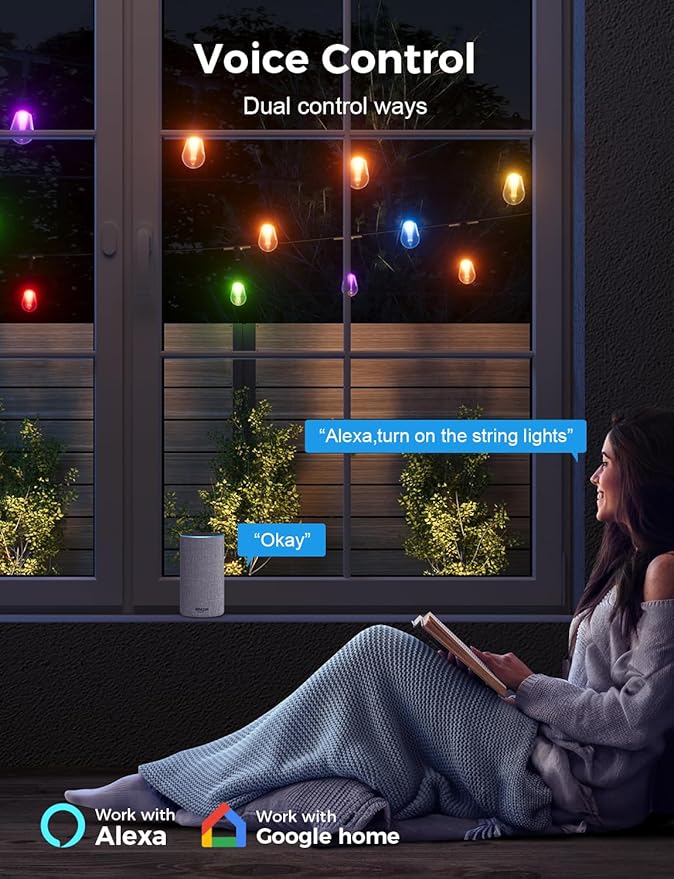 XMCOSY+ Smart Outdoor String Lights, 72.5Ft Patio Lights Waterproof, App Control - Image 5