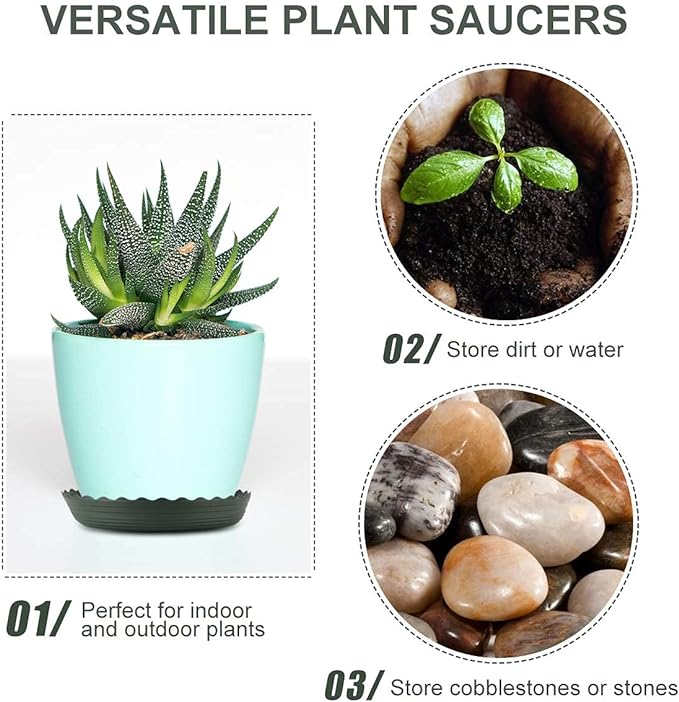 12Pcs Plant Saucer, 6 8 10 Inch Durable Plastic Plant Tray, Drip Tray - Image 3