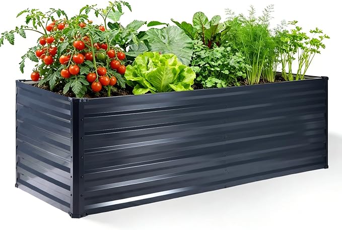Galvalume Raised Garden Bed 8x4x1.95FT–3X Rust Resistant Aluminum-Zinc Steel by FOYUEE