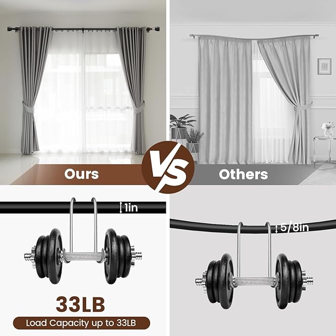 Matte Black Curtain Rod Itself is 30-144 inch 2 Pack, Fit 30 to 142, 66 to 120 - Image 4