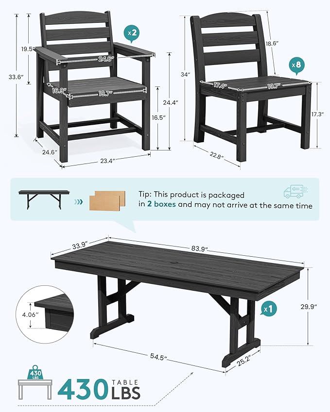 SERWALL 11 Piece Outdoor Dining Set - Image 2