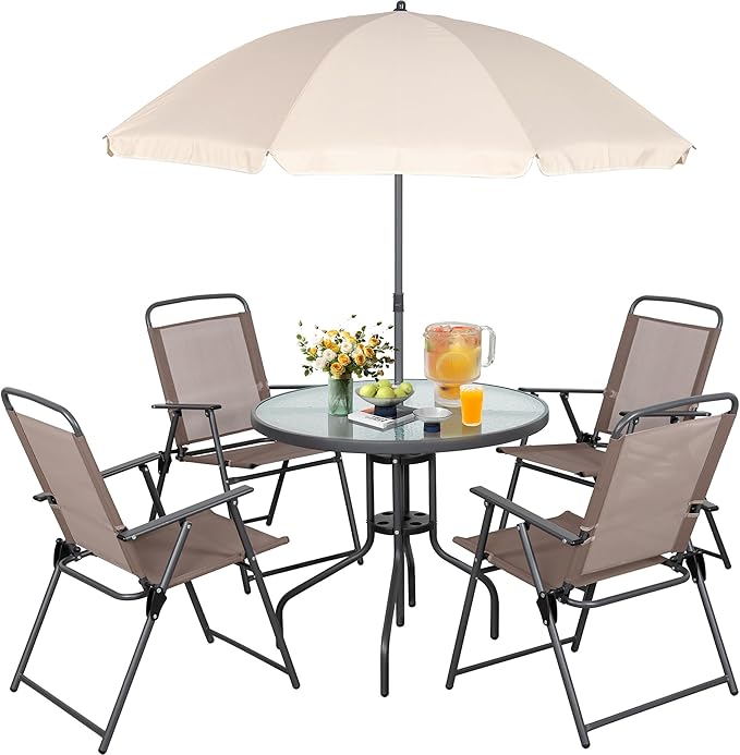 Vongrasig 6 Pieces Folding Patio Dining Set, All Weather Small Metal Outdoor - Image 8