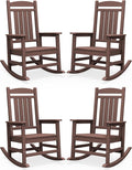 SERWALL HDPE Outdoor Rocking Chair Set of 4, Oversized Patio Rocking Chairs by SERWALL