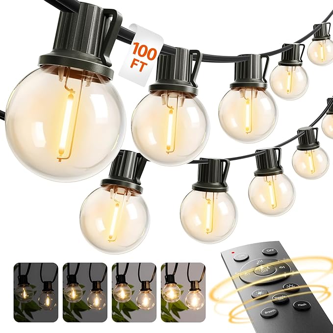 addlon 100FT Outdoor String Lights G40 by addlon