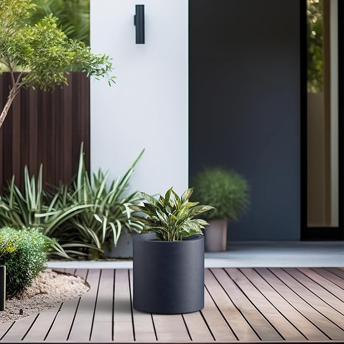 Kante 12.6" Dia Round Concrete Planter, Modern Style Large Cylindrical Plant Pot - Image 3