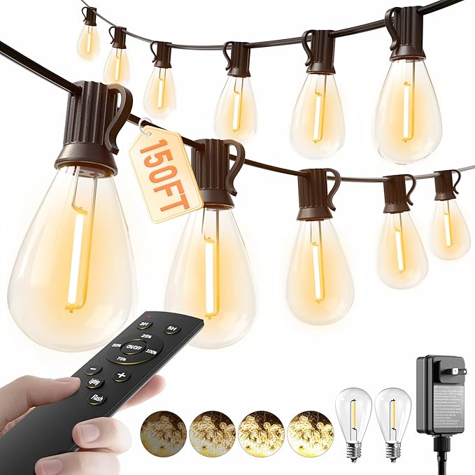 luckystyle 150FT LED Outdoor String Lights by luckystyle