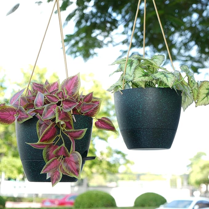 10 Inch Self Watering Hanging Pots, 2 Pack Hanging Planters - Image 5