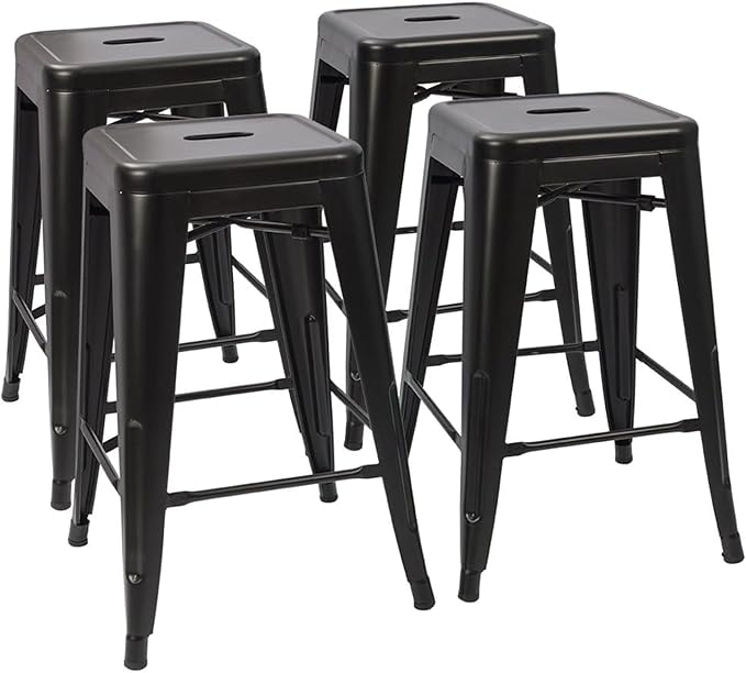 Devoko Metal Bar Stools 24" Indoor Outdoor Stackable Barstools Modern Style by DEVOKO
