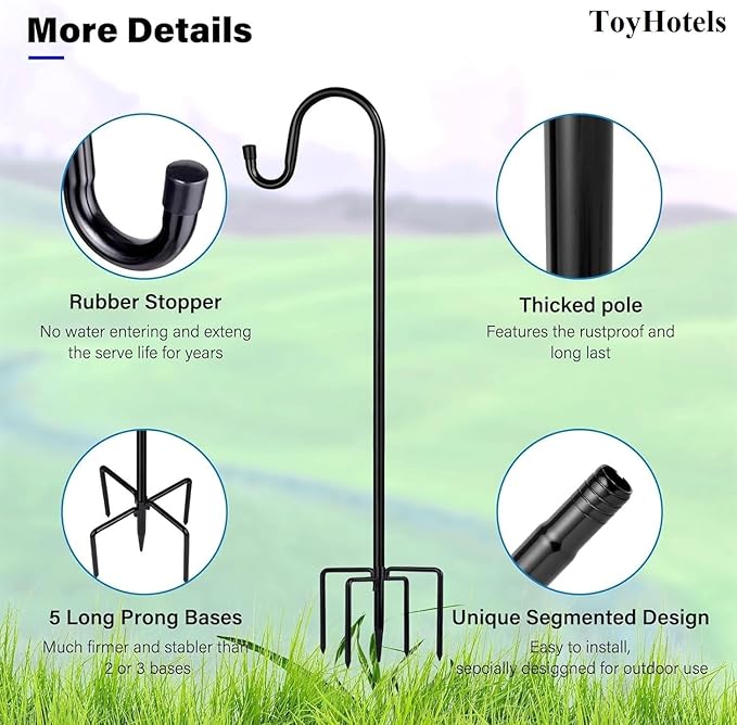 Shepherd Hooks - 2 Pack 46 Inch Bird Feeder Pole - Image 2