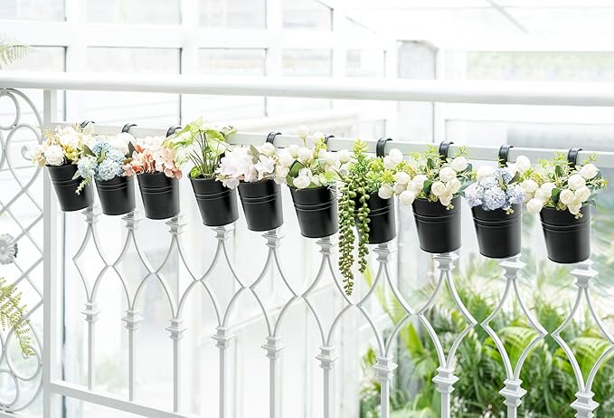 Dahey 10 Pcs Hanging Flower Pots Metal Iron Bucket Outdoor Planter - Image 6