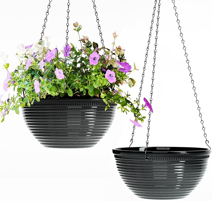 2 Pack Hanging Planters for Indoor Outdoor Plants, 10 Inch Hanging Planter by Vanslogreen