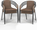Amopatio Outdoor Dining Chairs Set of 6, Rattan Wicker Patio Chairs, Stackable by Amopatio