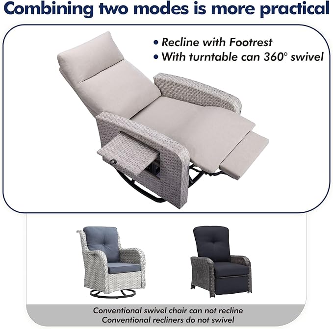 Outdoor Recliner Chair, Wicker Patio Recliners - Image 7