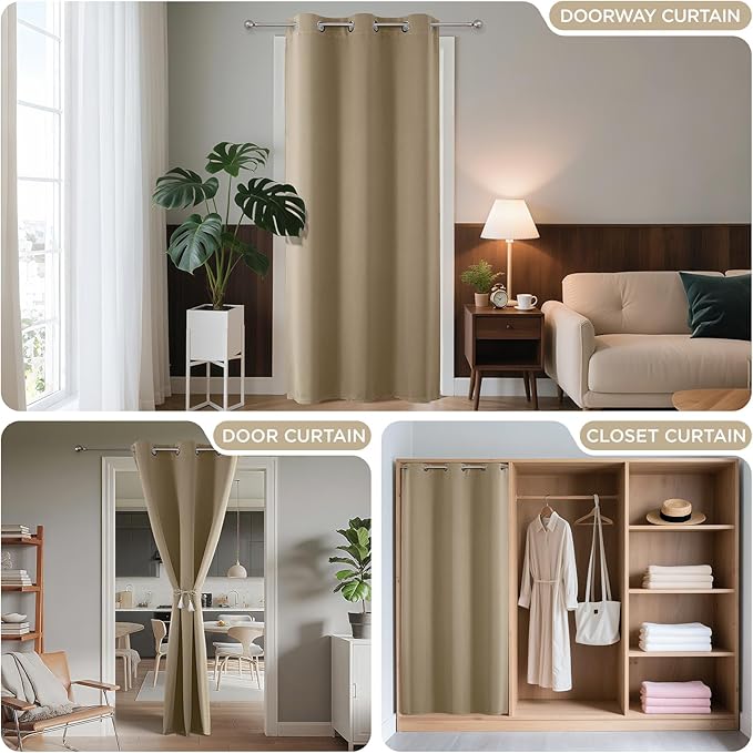 Joydeco Blackout Door Curtain for Doorway Privacy 90 Inches Long, Grommet - Image 4