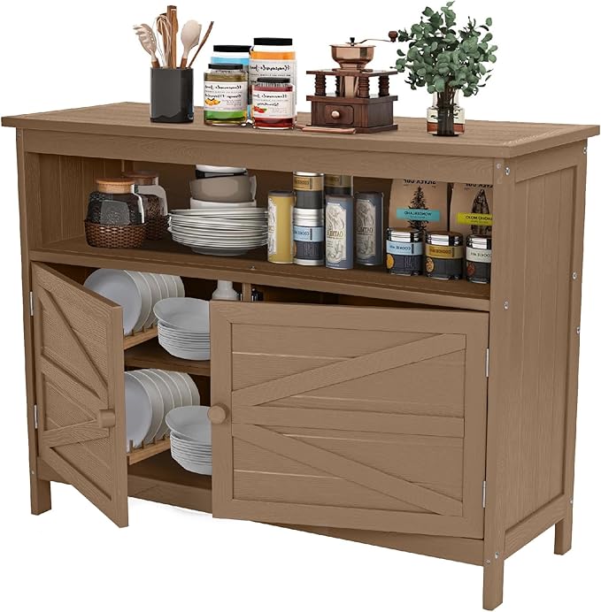 HIPS All-Weather Outdoor Storage Cabinet, Outdoor Sideboard by CONGFUTT