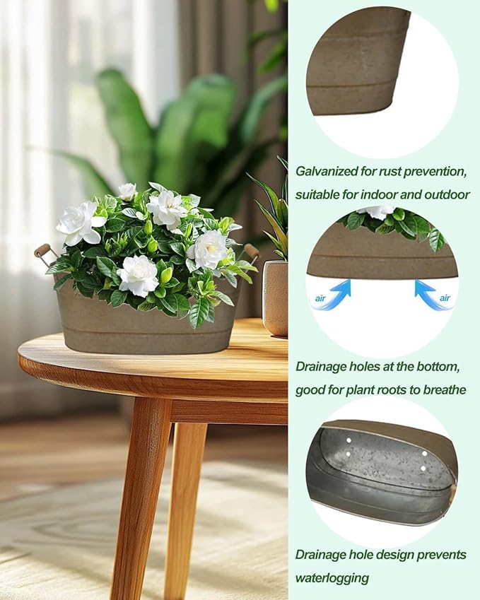 vensovo 15 Inch Galvanized Planters - Image 3