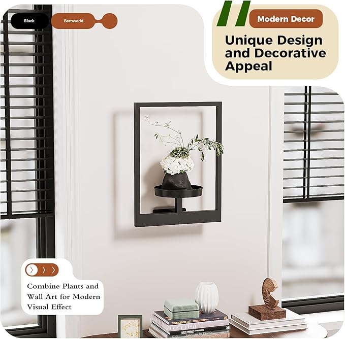 Bamworld Plant Stand Indoor Wall Decor Metal Plant Hanger Indoor Hanging Plant - Image 3