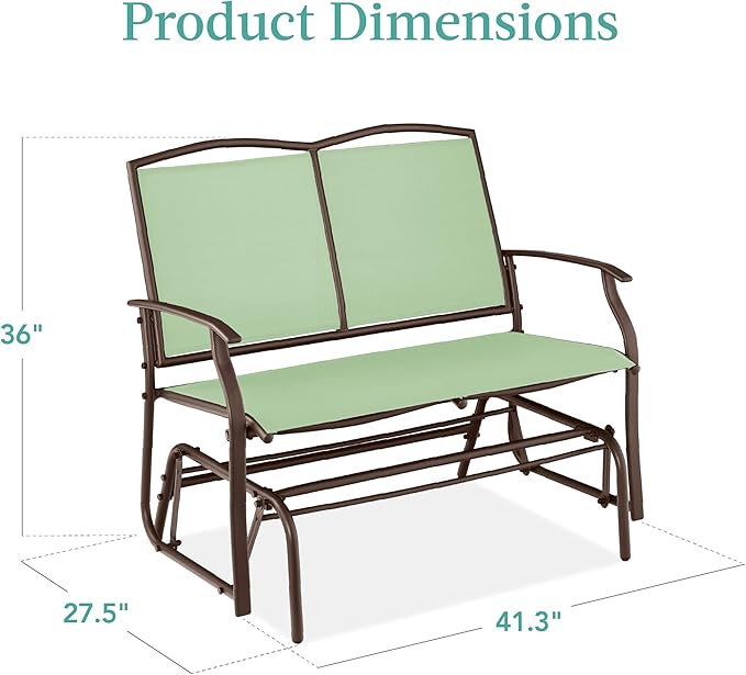 Best Choice Products 2-Person Outdoor Patio Swing Glider Steel Bench Loveseat - Image 3