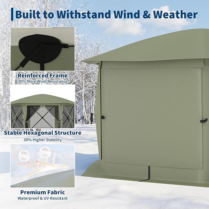 11.5x11.5FT 6-Sided Pop Up Gazebo Tent，One-Push Setup Canopy Tent - Image 2